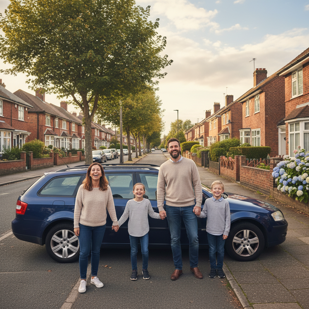 Happy family after successful car finance compensation claim